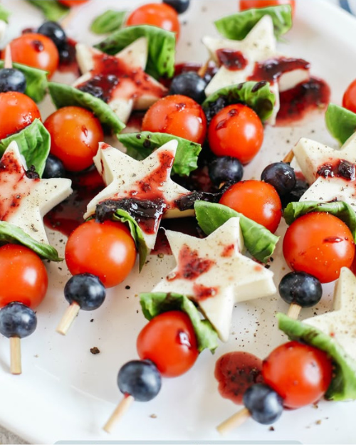 PATRIOTIC CAPRESE SKEWERS