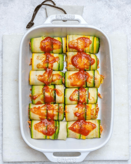 ZUCCHINI-WRAPPED CHICKEN ENCHILADAS