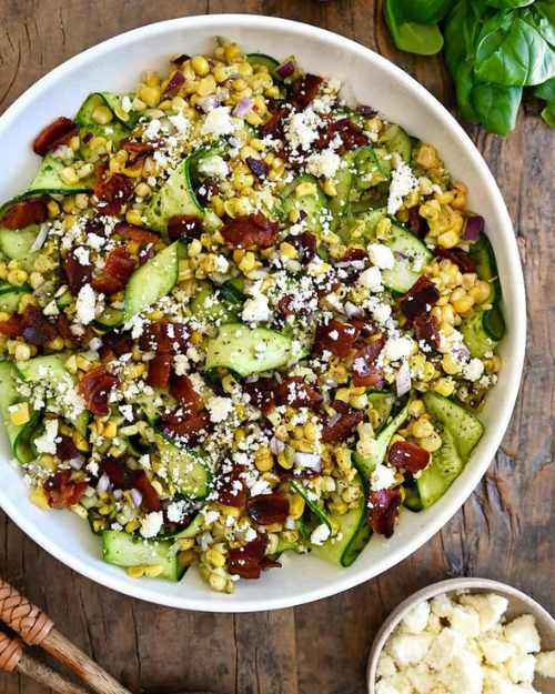 CORN AND ZUCCHINI SALAD WITH BASIL VINAIGRETTE