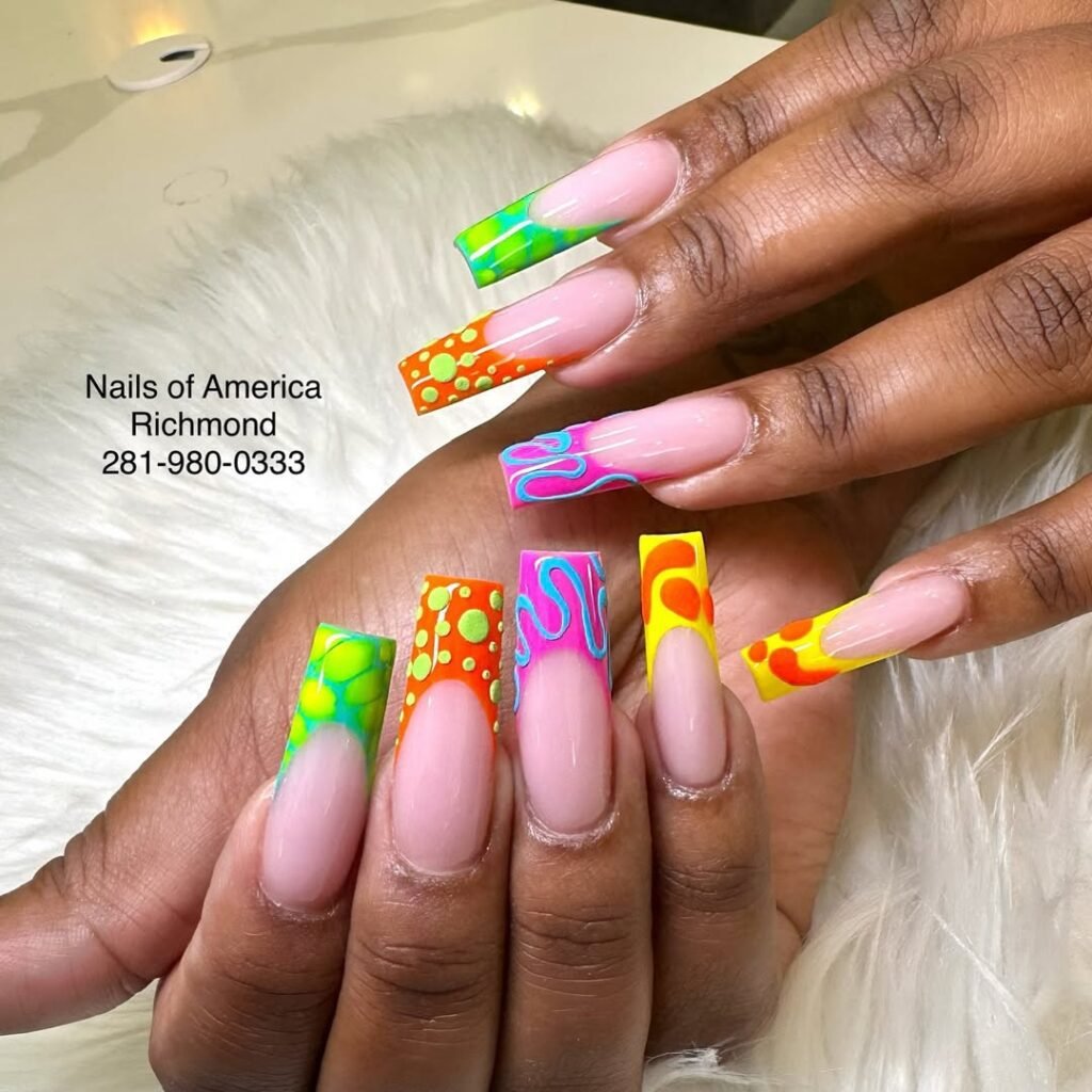 Neon French Tip Nails