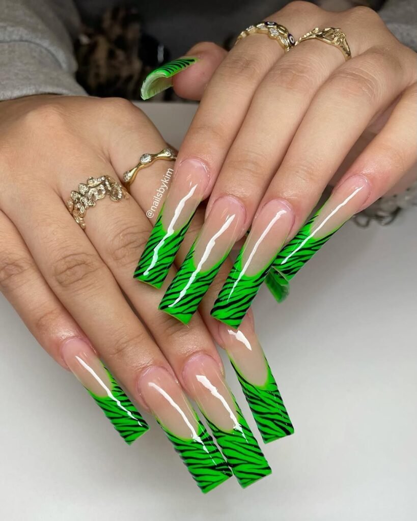 Neon French Tip Nails