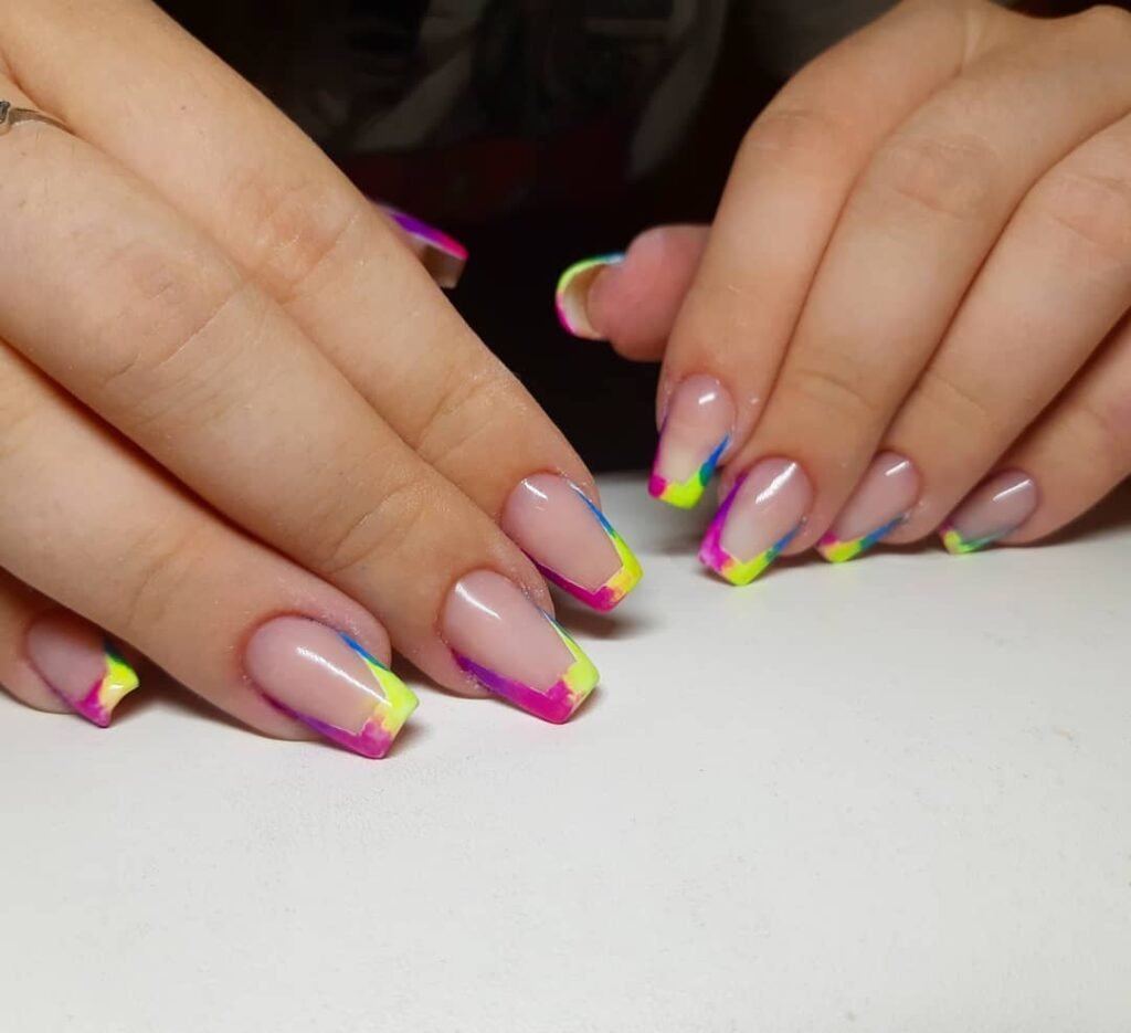 Neon French Tip Nails