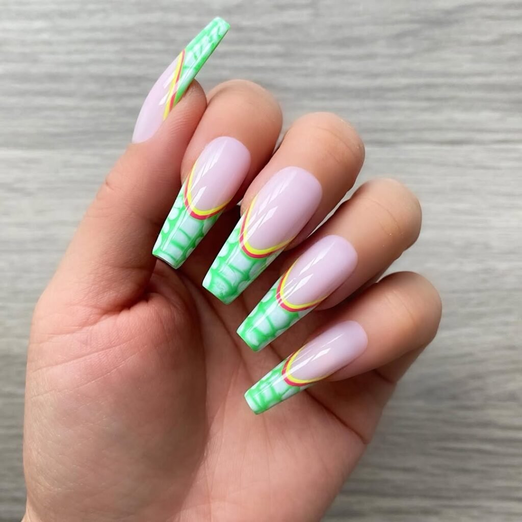 Neon French Tip Nails