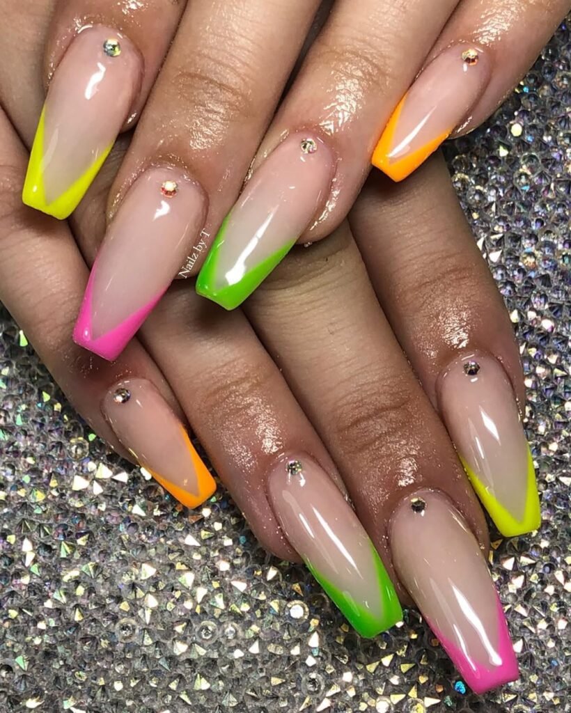 Neon French Tip Nails