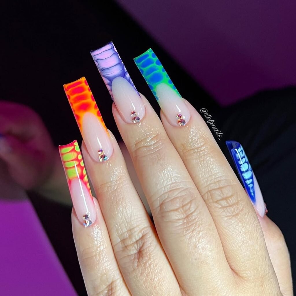 Neon French Tip Nails