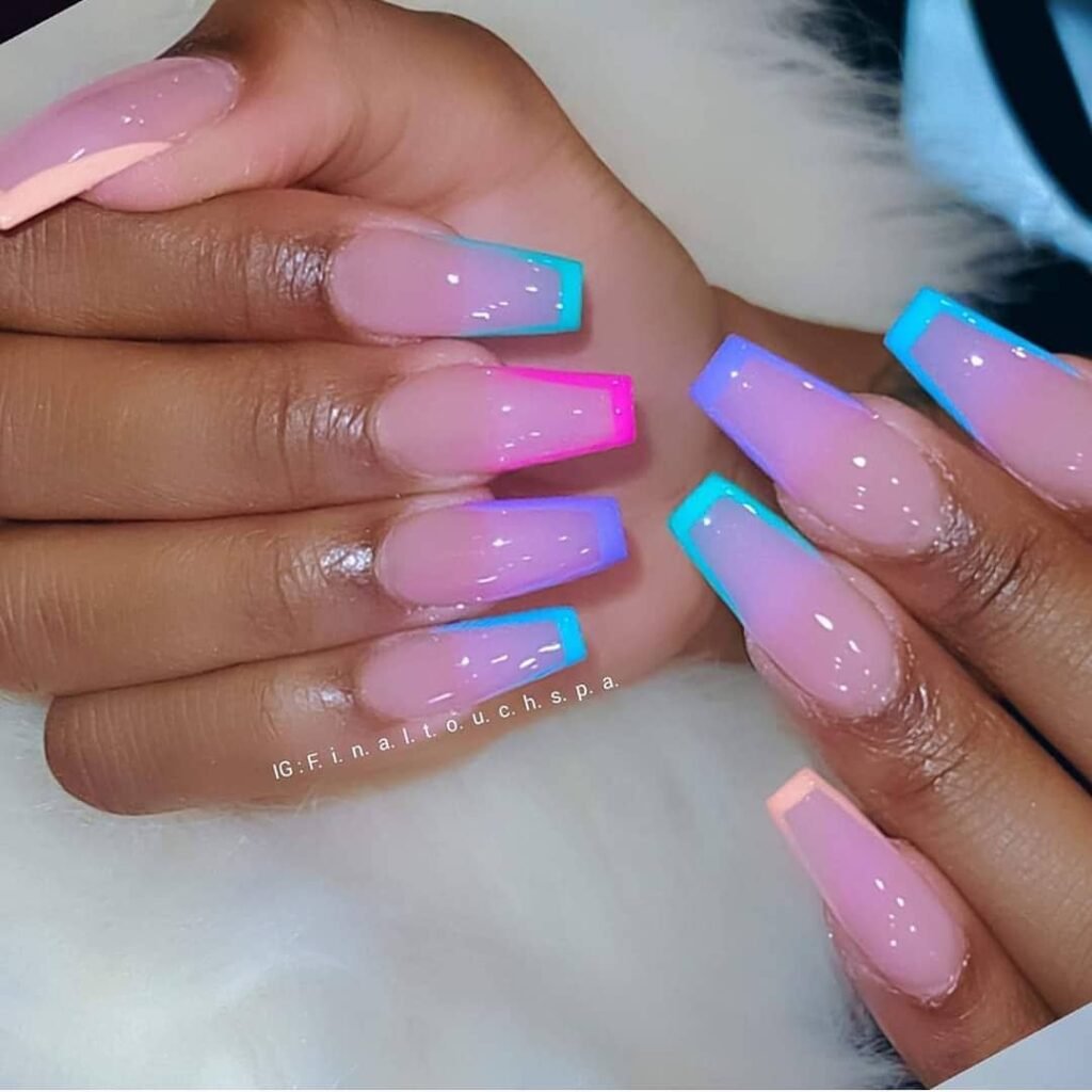 Neon French Tip Nails