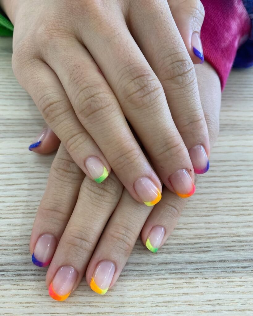 Neon French Tip Nails