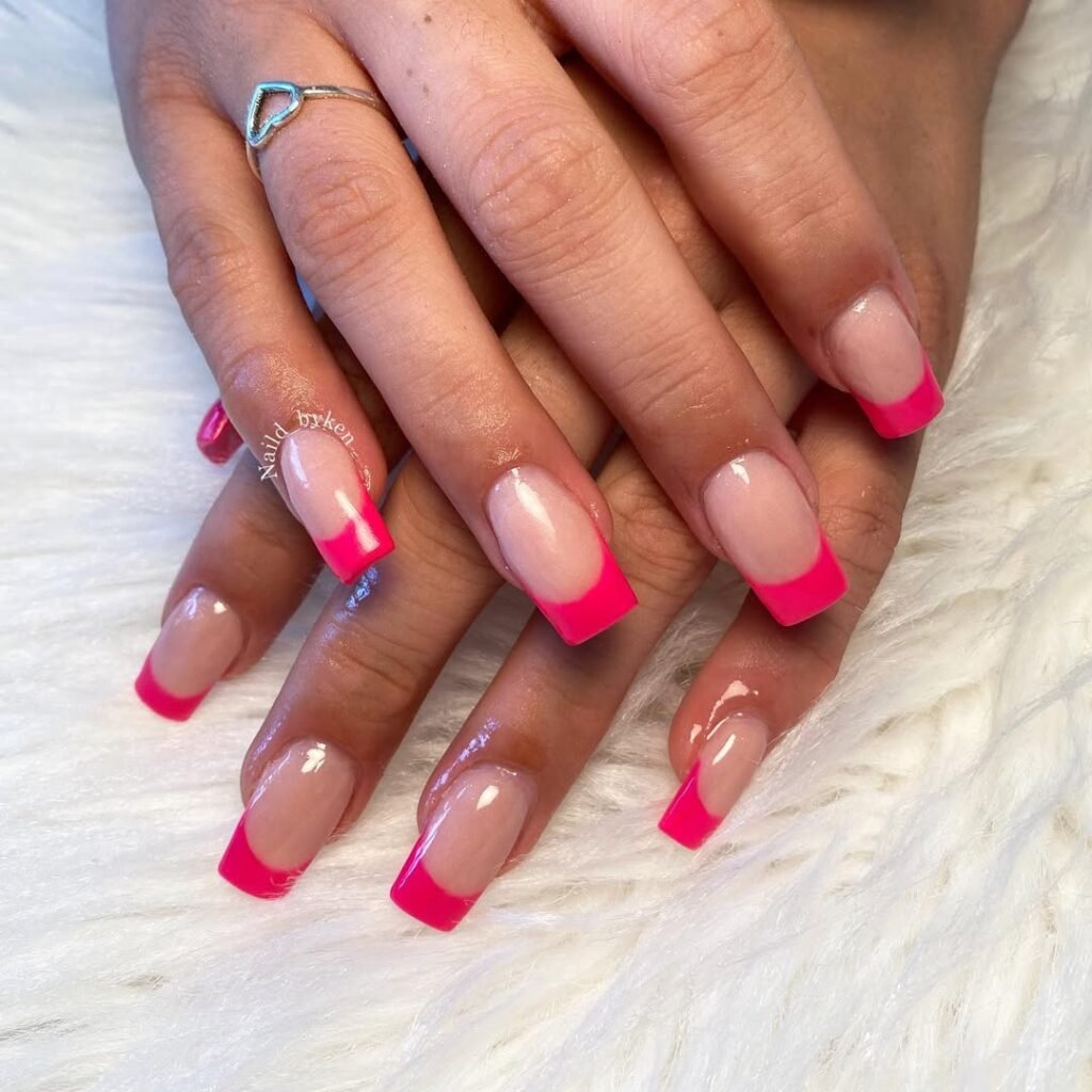 Neon French Tip Nails